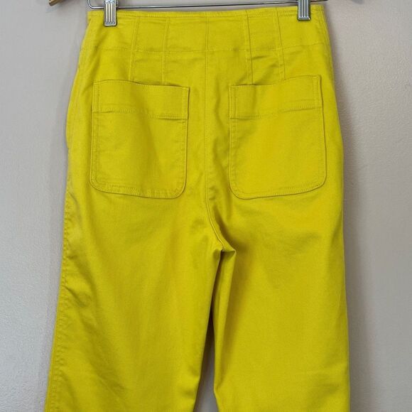 Maeve Anthropologie High Rise Cigarette Crop Ankle Pant Boho Bright Yellow Sz 4 - Picture 7 of 12
